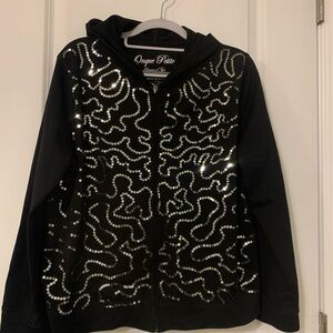 Black Sequin Womens Hoodie